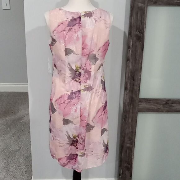 R & M Richards Sleeveless Knee Length Chiffon Dress In Cameo Floral Size 6P NWT - Picture 4 of 4